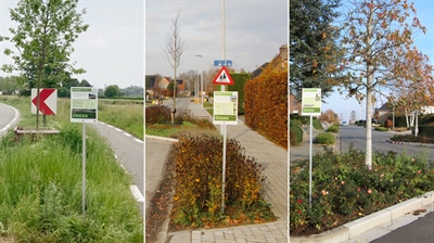 Infoborden bij demo’s over efficiënt waterbeheer in Oost-Vlaamse gemeentes